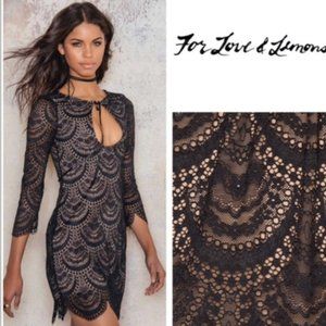NWT For Love and Lemons Black Lace Rosalita Dress